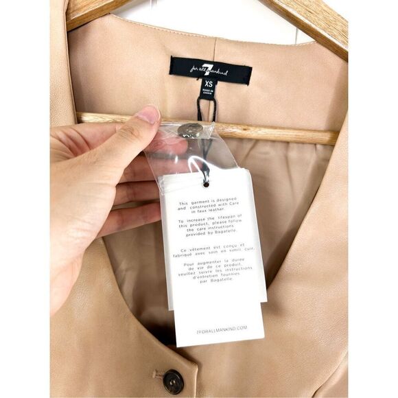 NWT 7 For All Mankind 7FAM Faux Leather Vest Tan - Picture 3 of 9